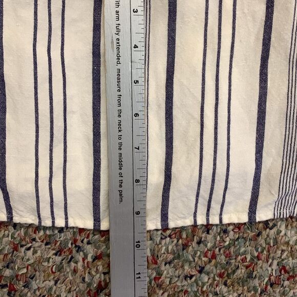 Loft Plus White and Blue Striped V-Neck Button Front SS Midi Shirt Dress Size 16 - Picture 15 of 15